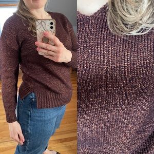 LOFT V-neck Metallic Sweater